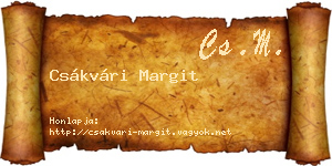 Csákvári Margit névjegykártya